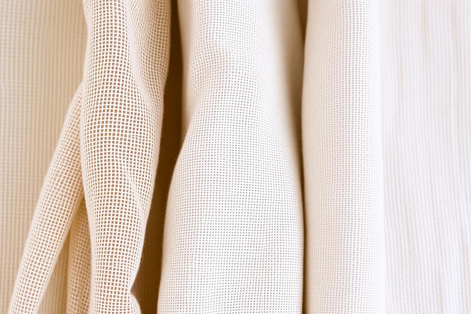 Close-up comparison of lightweight, mid-weight and heavyweight linen showing weave density and drape
