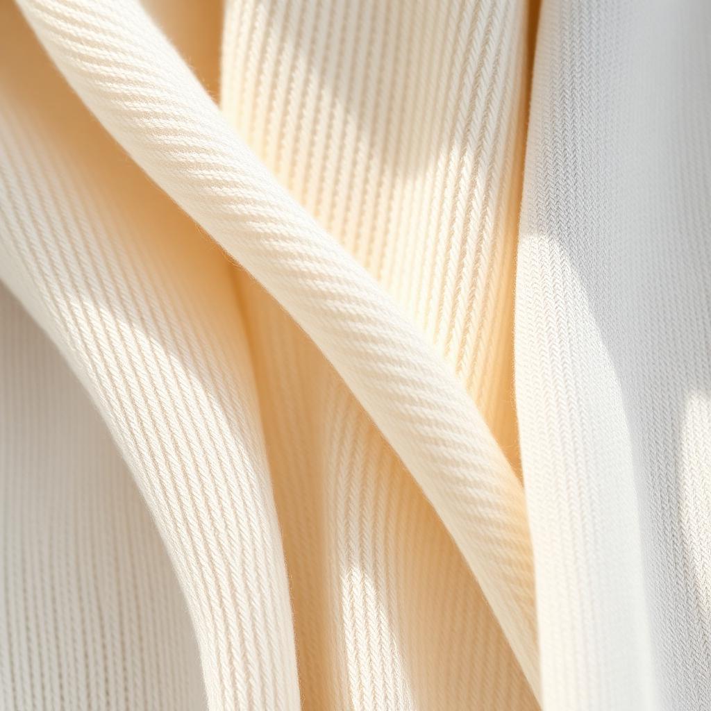 Close-up macro of three linen knit swatches showing the loop structure of pure linen, linen-cotton and linen-viscose blends